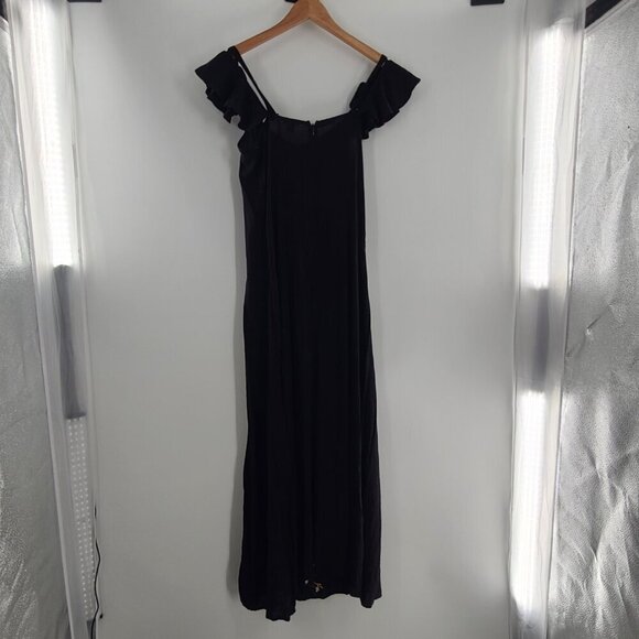 Women’s Black Embroidered Dress Small Maxi Long on or Off Shoulder Sleeve NWT - Picture 5 of 8